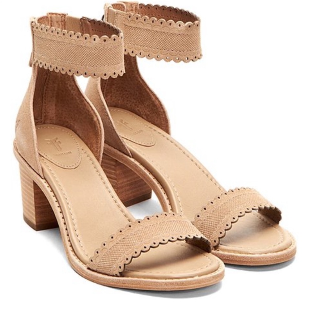 Frye Brielle scalloped back zip suede sandal size 8
